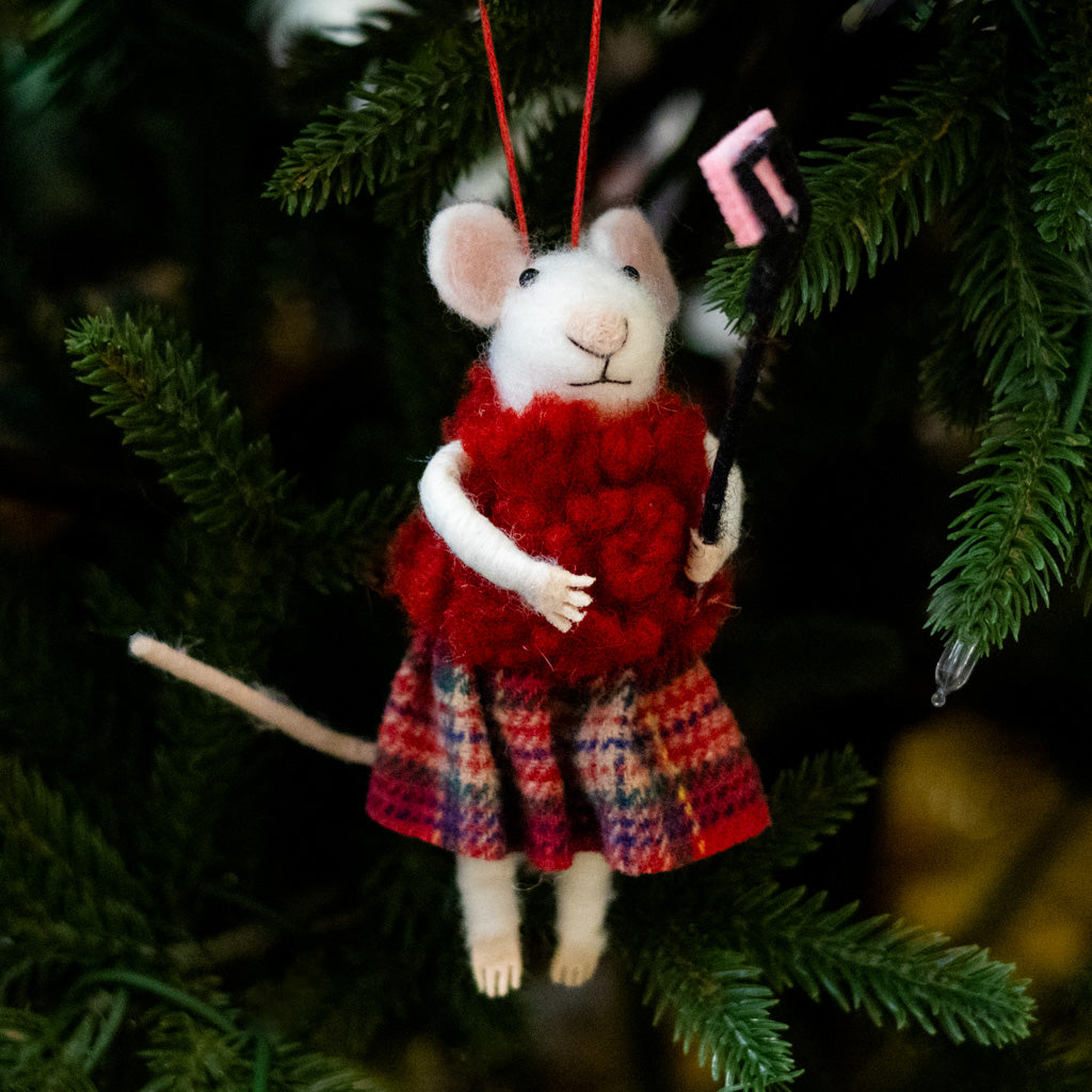 Felt Mouse with Selfie Stick Ornament