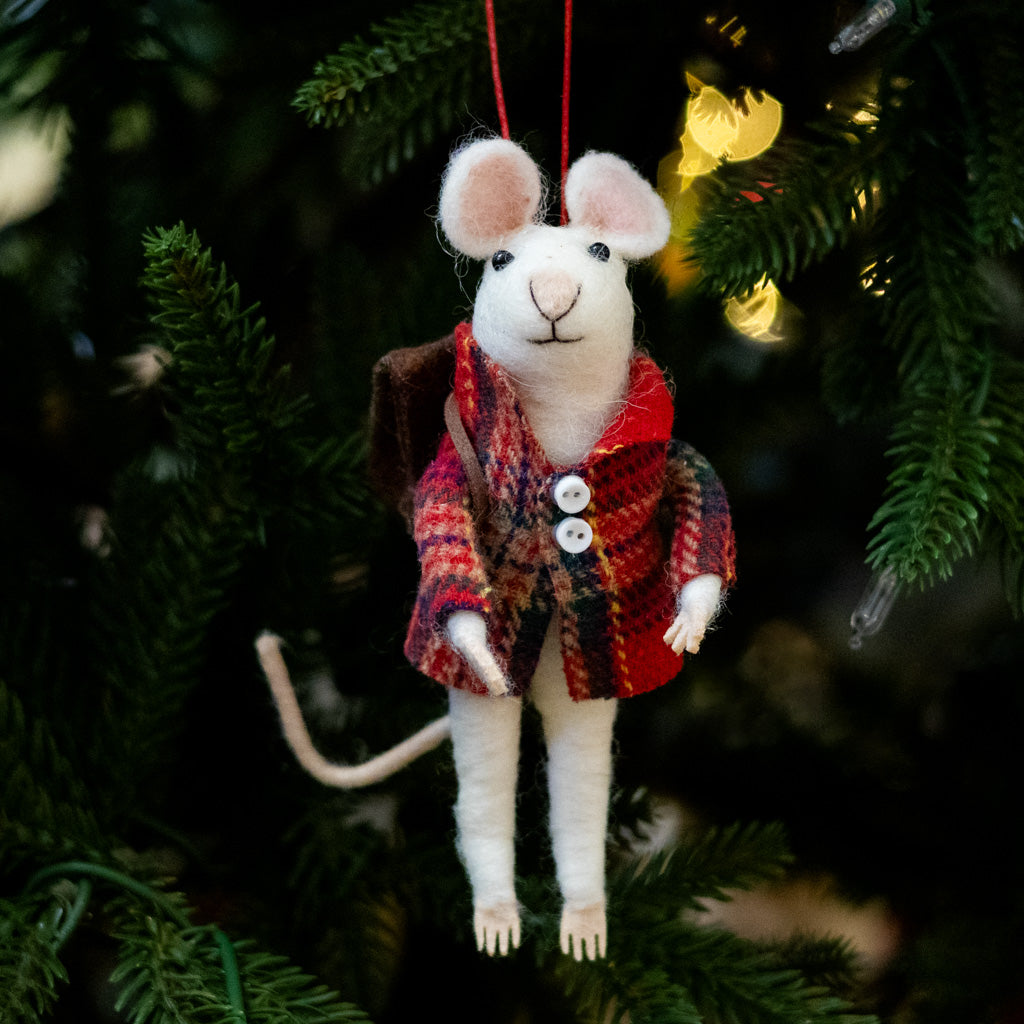 Felt Mouse with Backpack Ornament