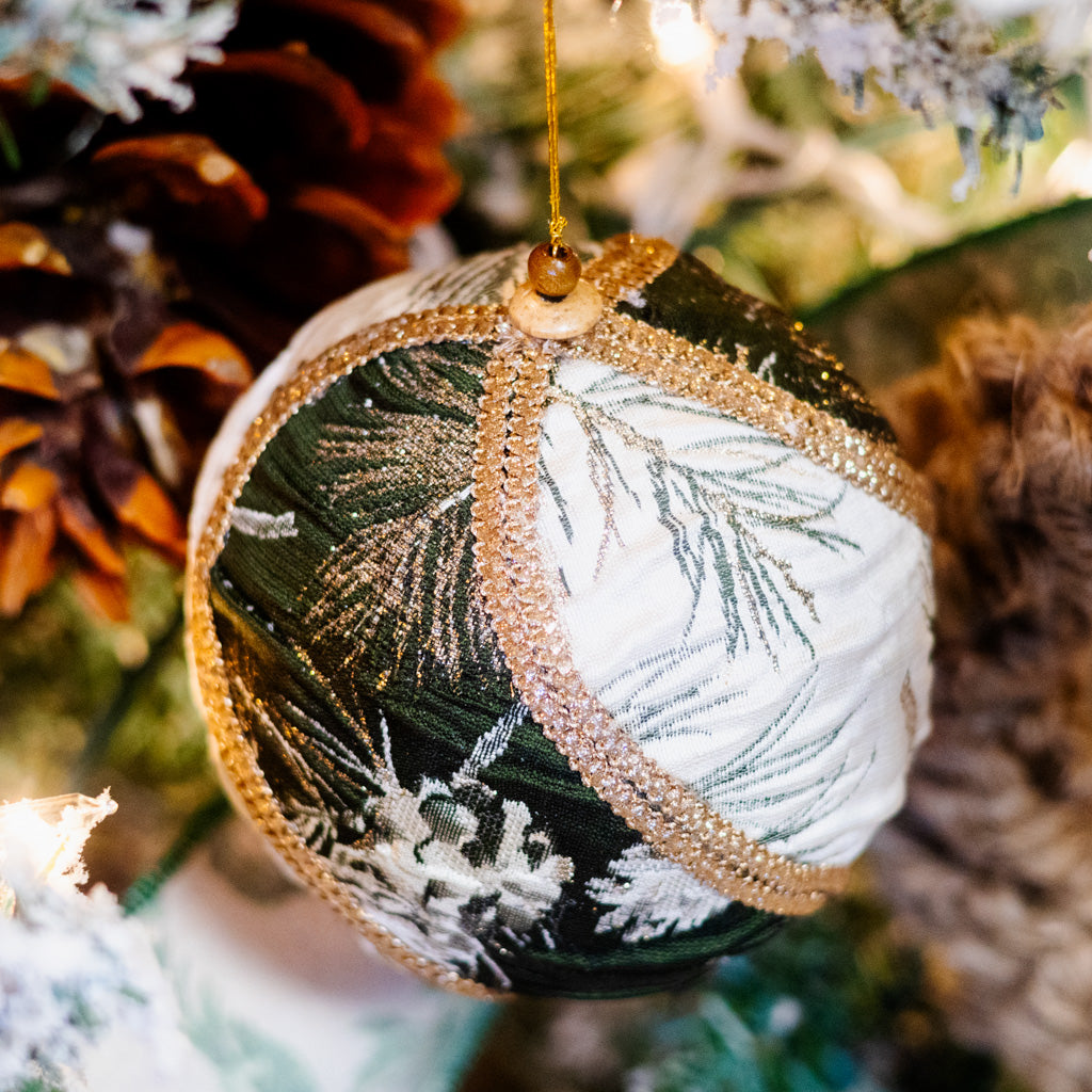 Pine Jaquard Ball Ornament with Waves