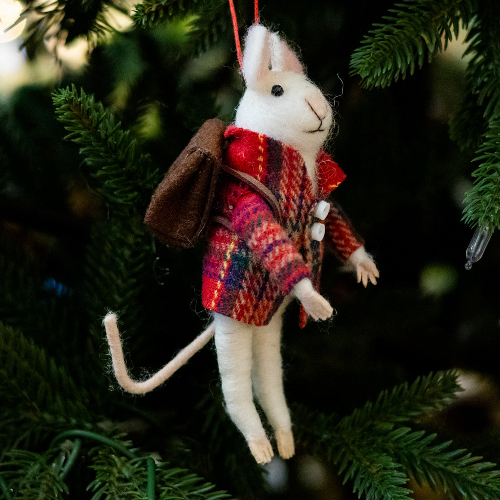 Felt Mouse with Backpack Ornament