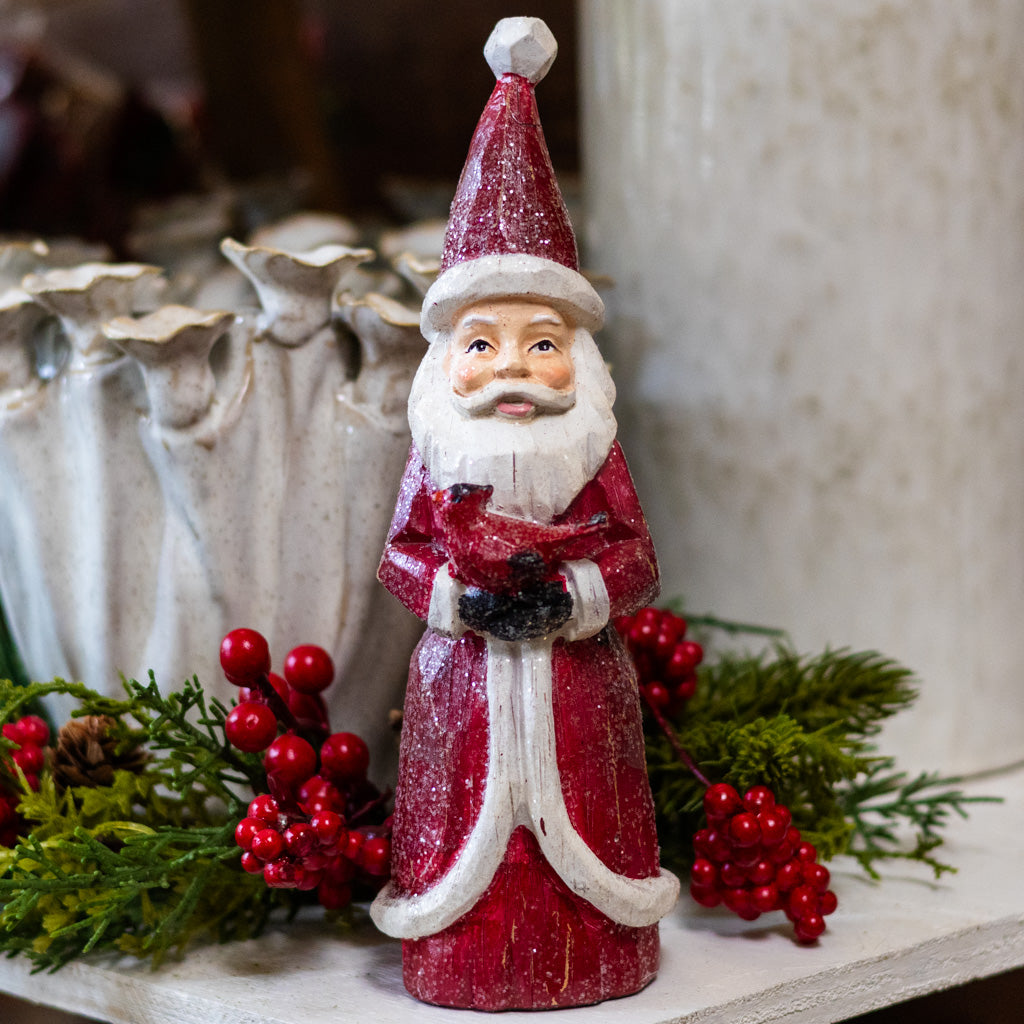 Resin Santa with Cardinal