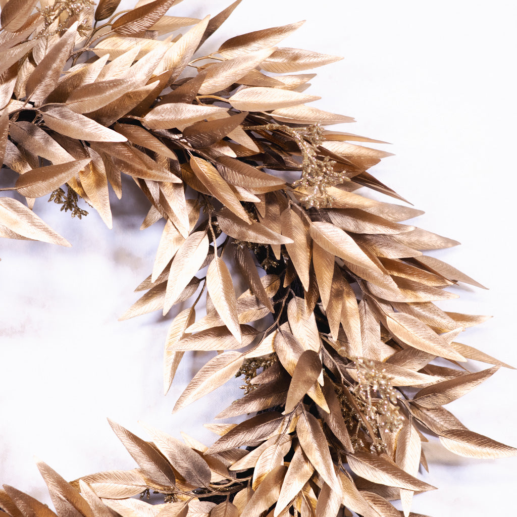 Metallic Gold Leaf Wreath