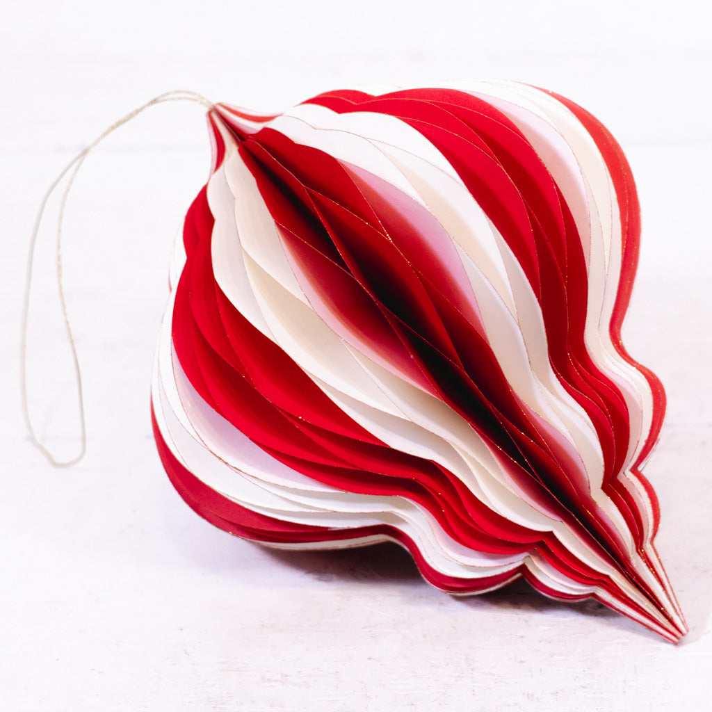 Paper Folding White Red Honeycomb Small