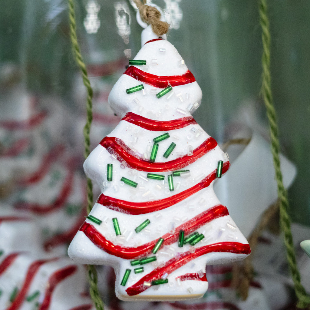Christmas Tree Cake Glass Ornament