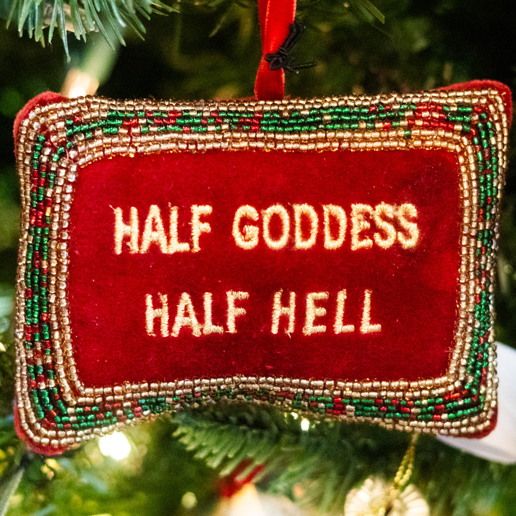 Cotton Velvet Pillow "Half Goodness Half"