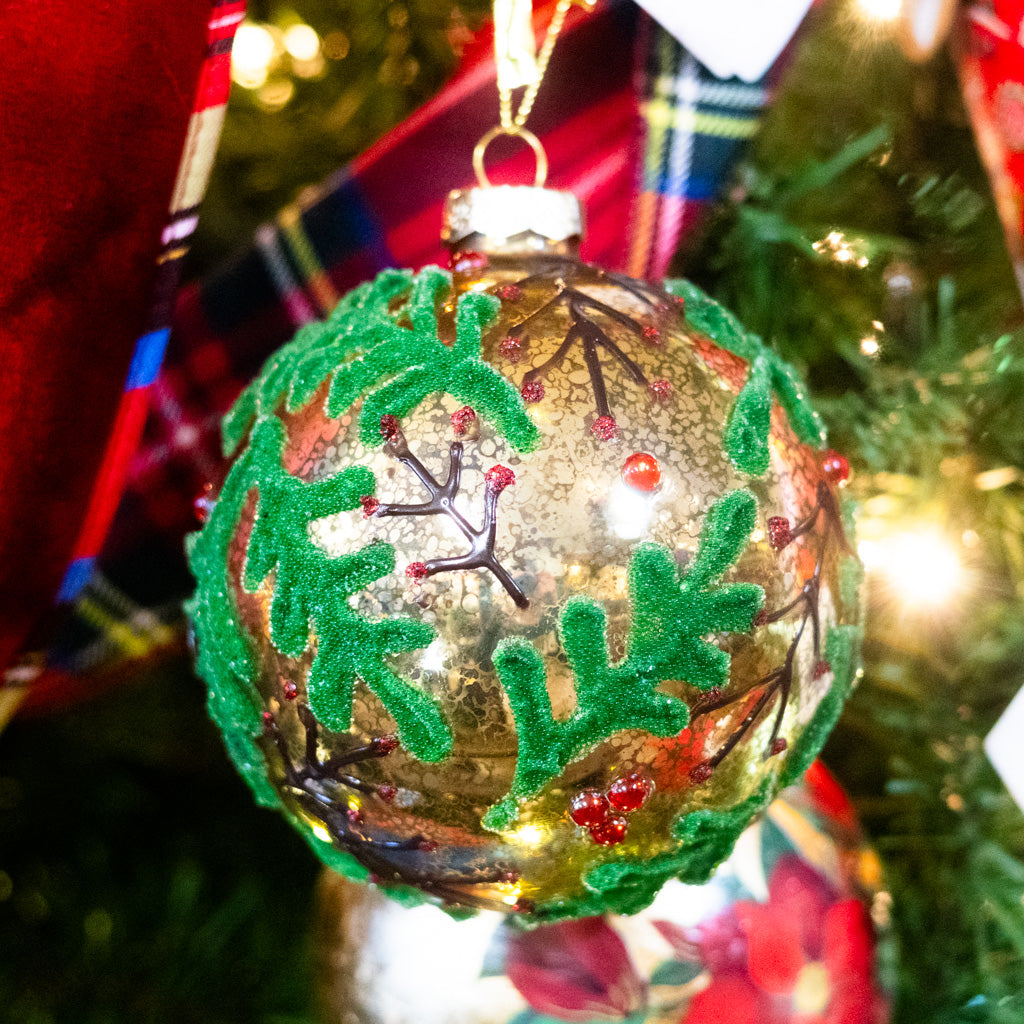 Holly Berry Ball Ornament