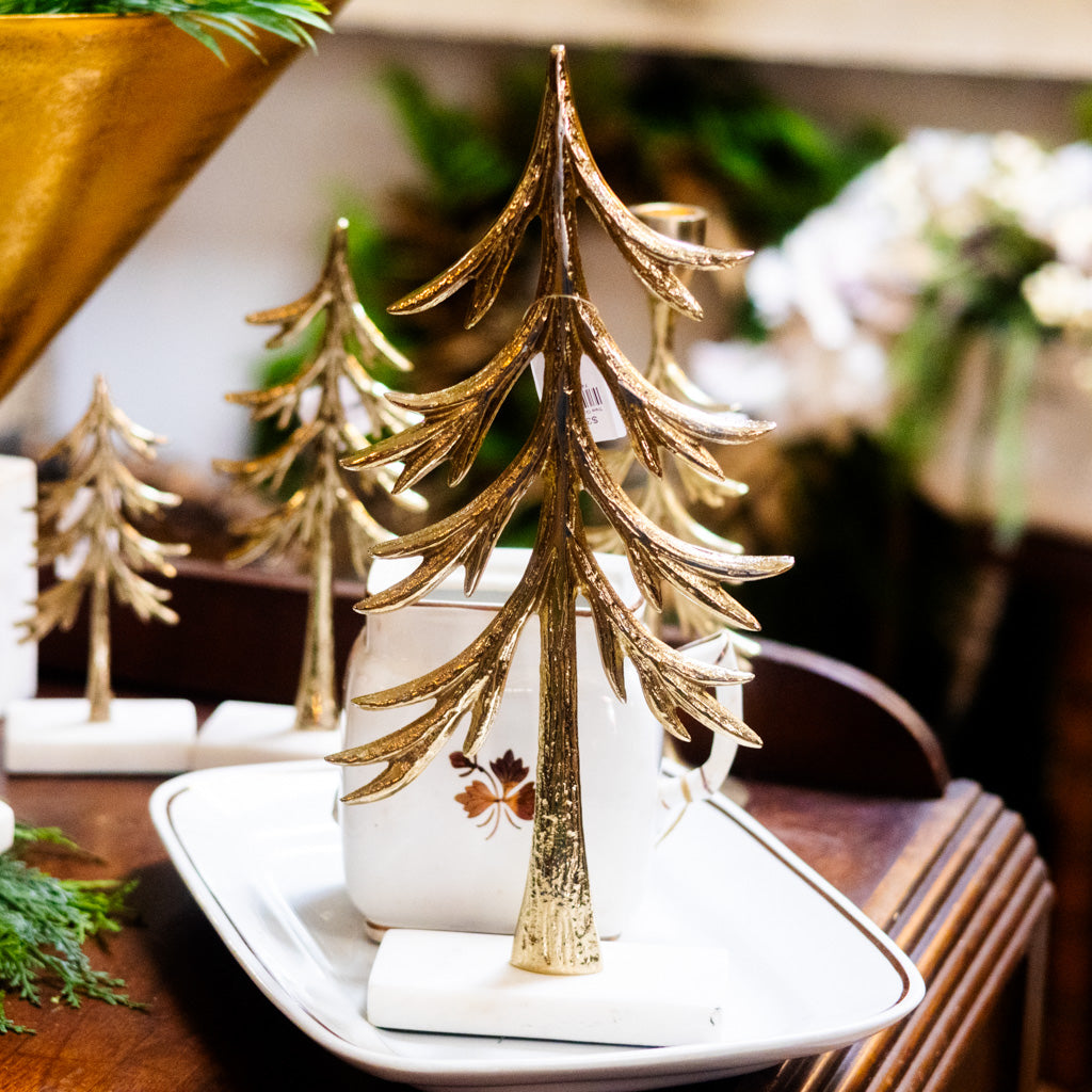 Tree Gold Aluminum on Marble Base Tall