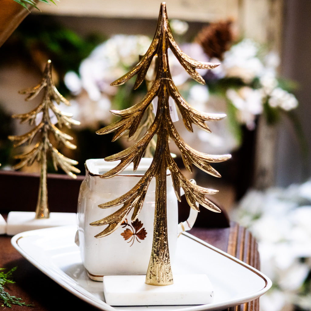 Tree Gold Aluminum on Marble Base Tall
