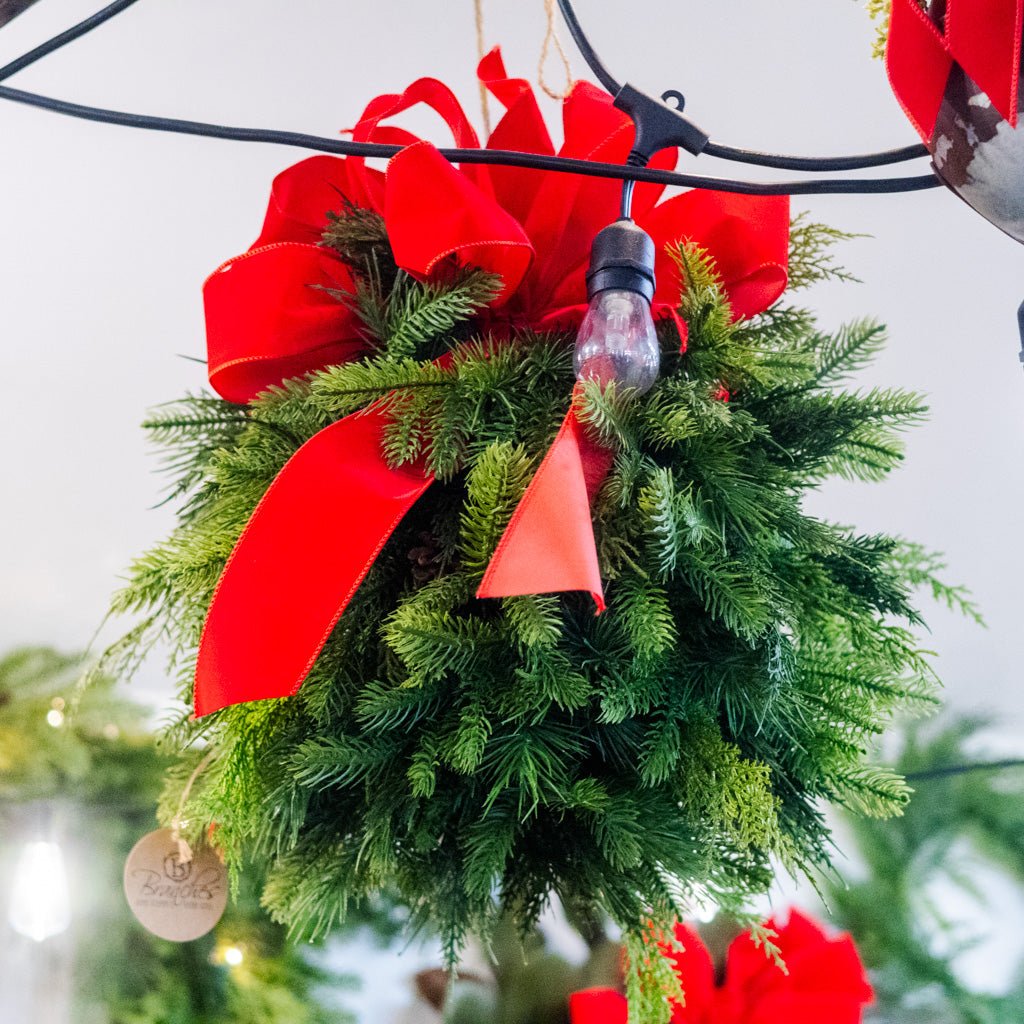 Evergreen Kissing Ball with Bows