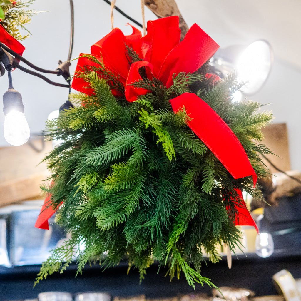Evergreen Kissing Ball with Bows