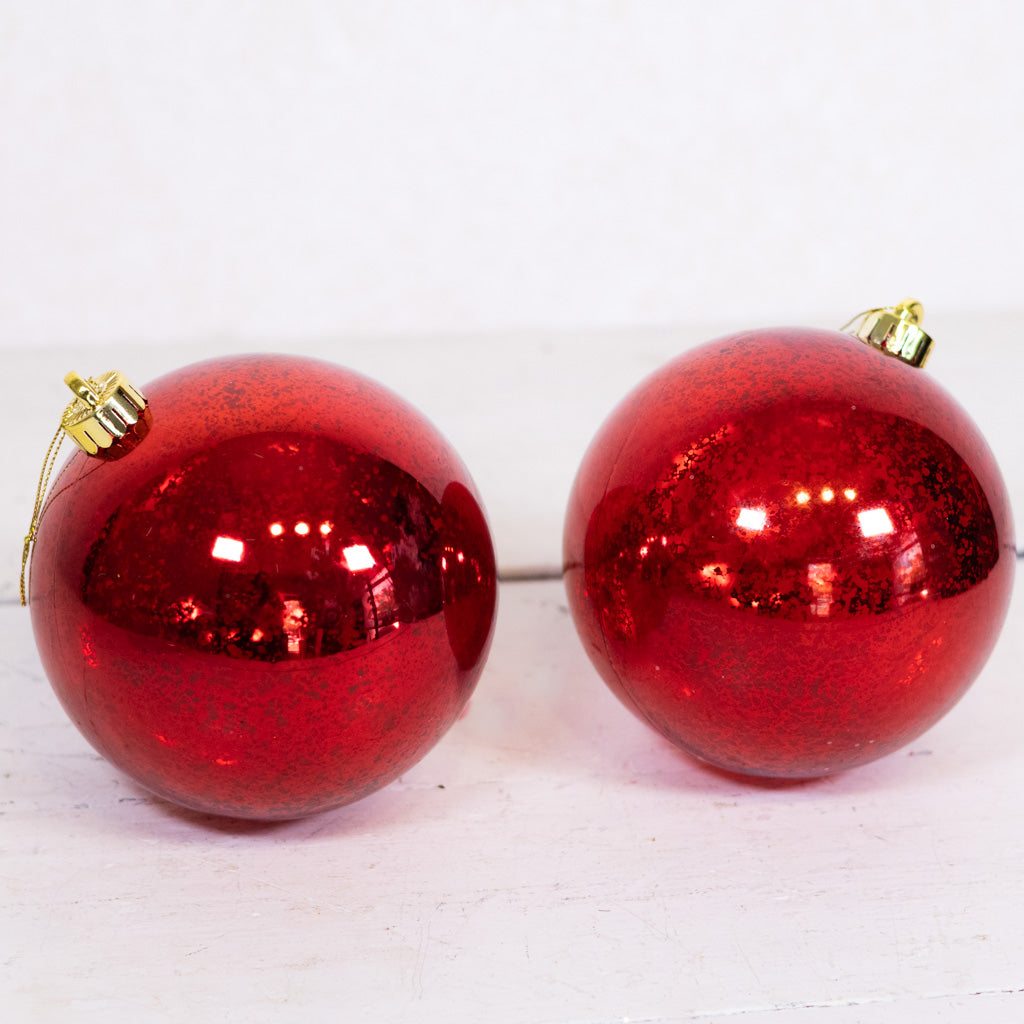 Mercury Red Ball Ornament Box of Two