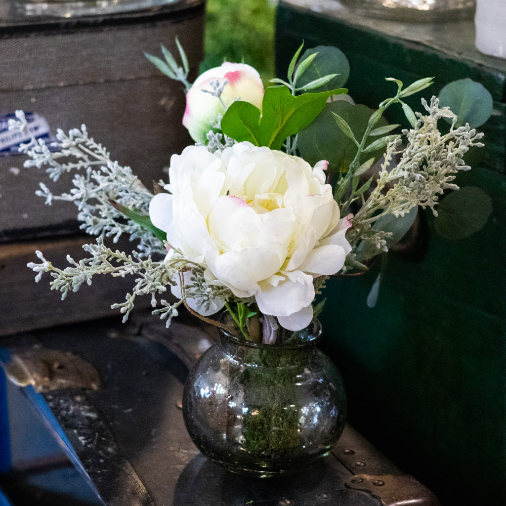 Single White Peony drop in bouquet