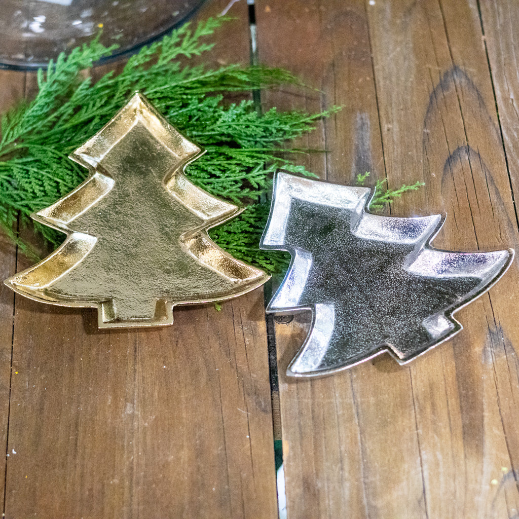Tree Trinket Tray Silver Aluminum