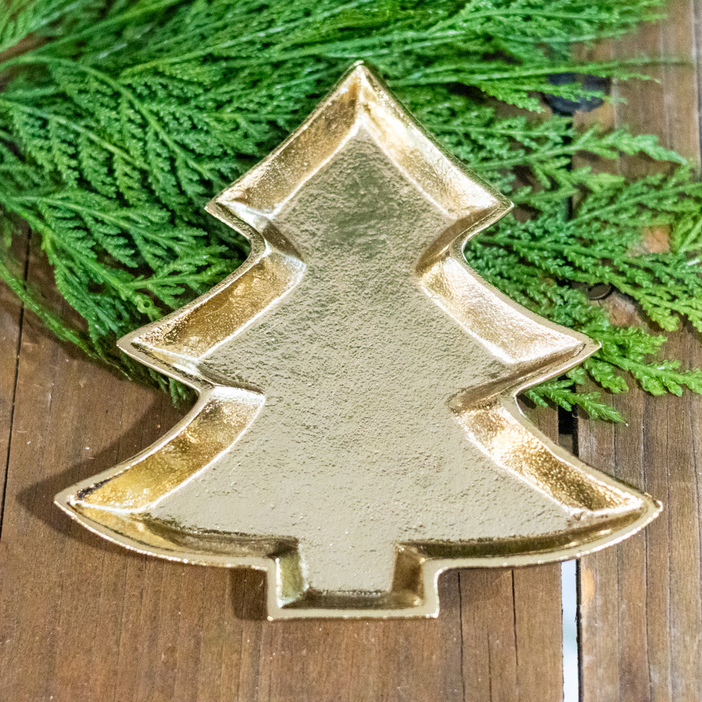 Tree Trinket Tray Gold Aluminum