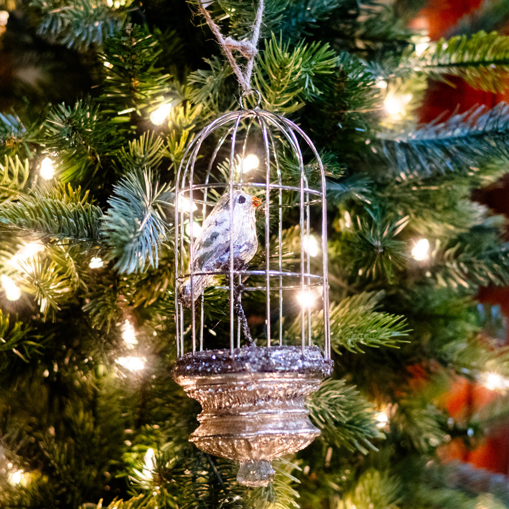Mercury Glass Birdcage Ornament