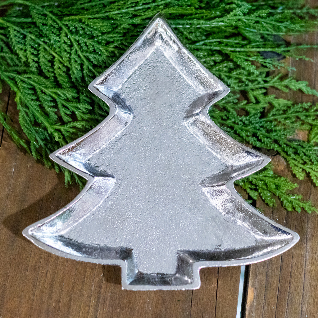 Tree Trinket Tray Silver Aluminum