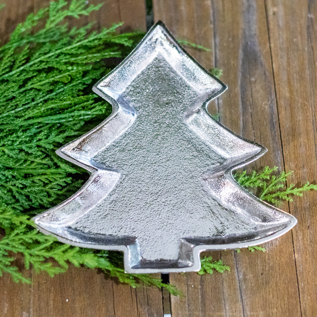 Tree Trinket Tray Silver Aluminum