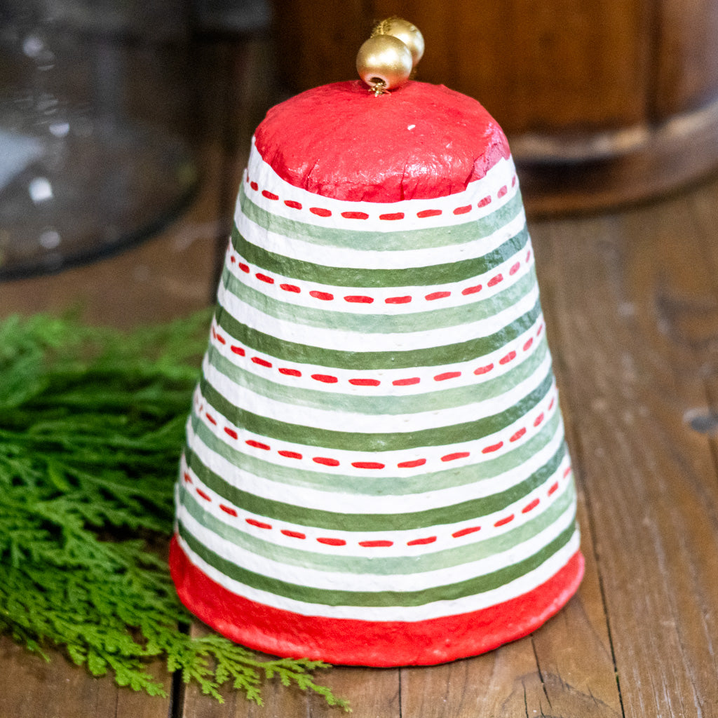 Pattern Lines Paper Mache Bell