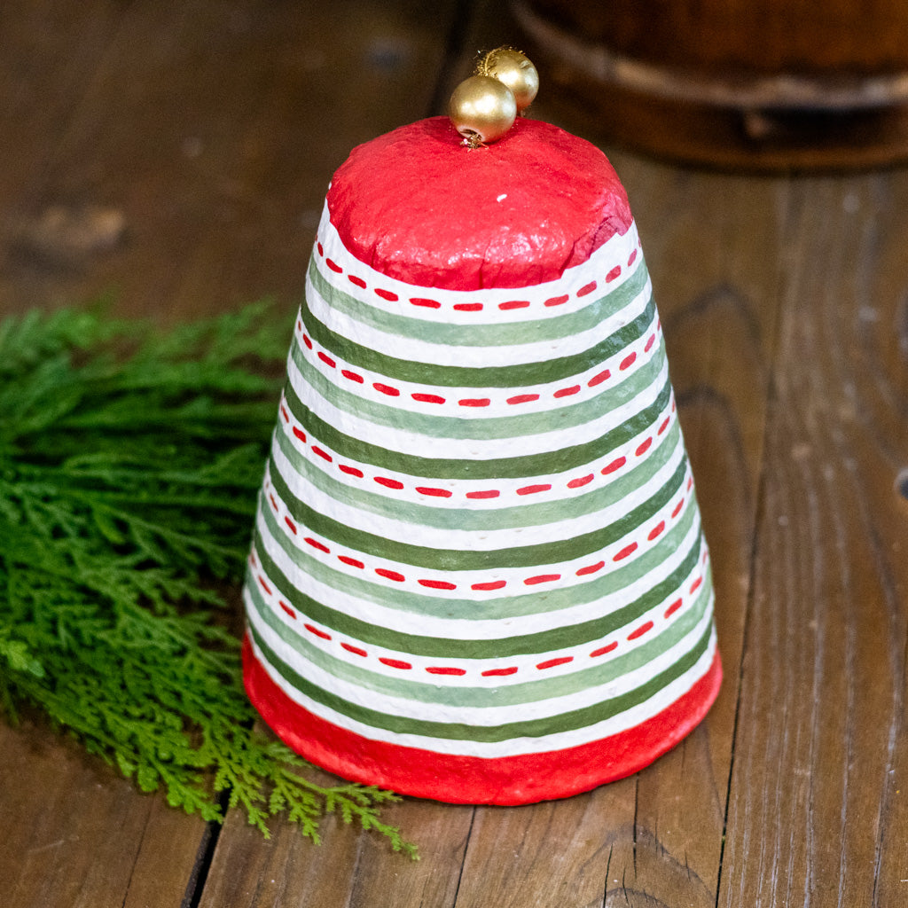 Pattern Lines Paper Mache Bell