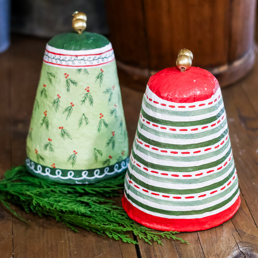Pattern Lines Paper Mache Bell