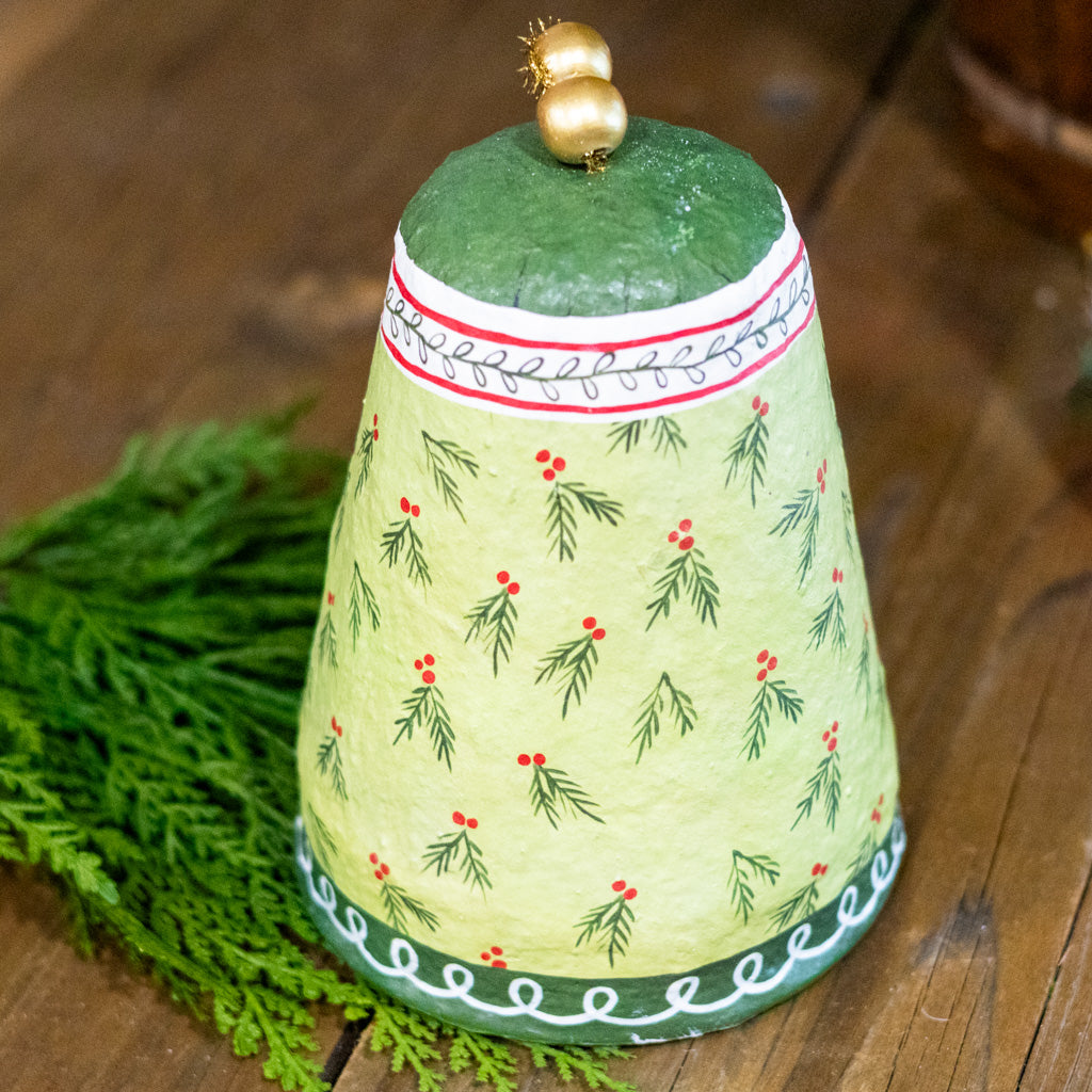 Pattern Holly Paper Mache Bell