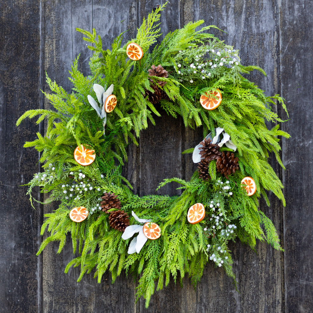 Orange Grove Evergreen Wreath