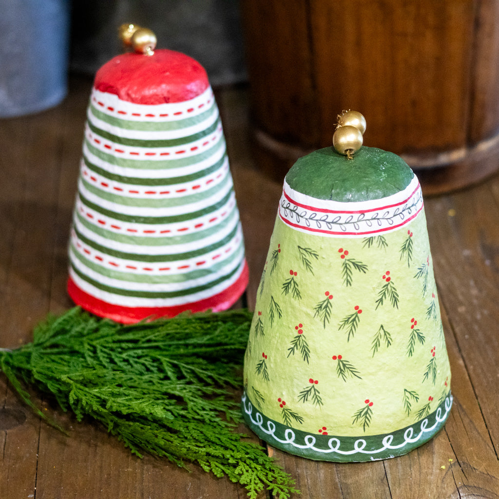 Pattern Holly Paper Mache Bell