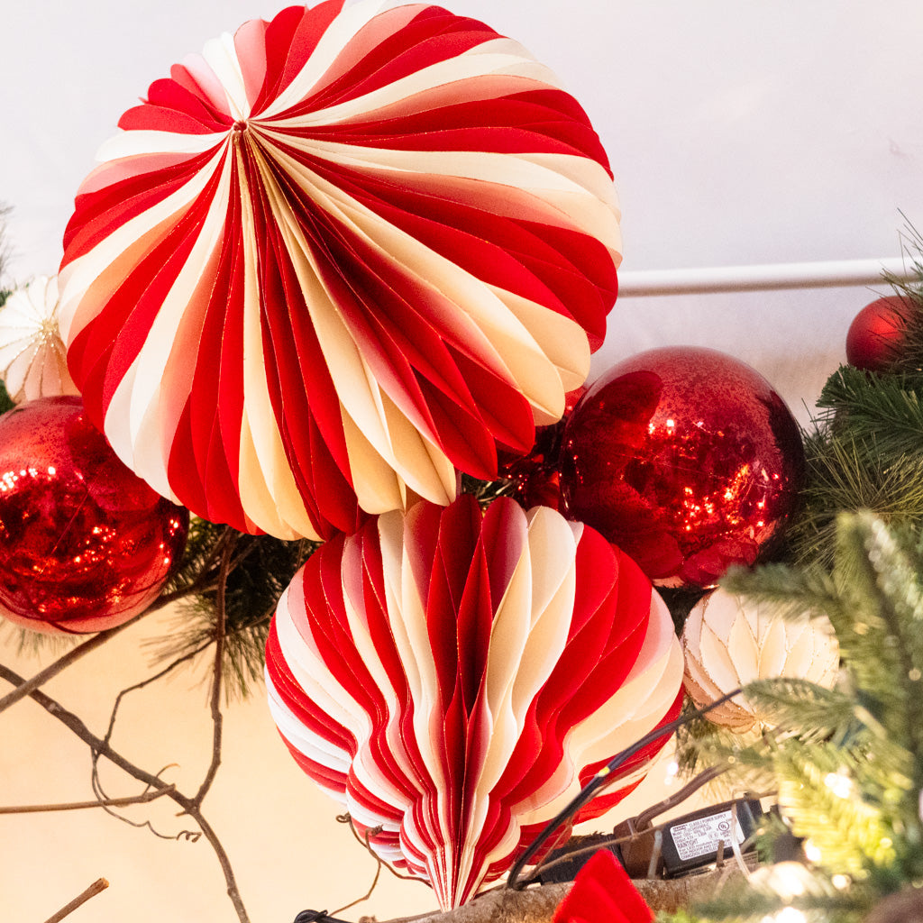 Paper Folding  White Red Honeycomb Large