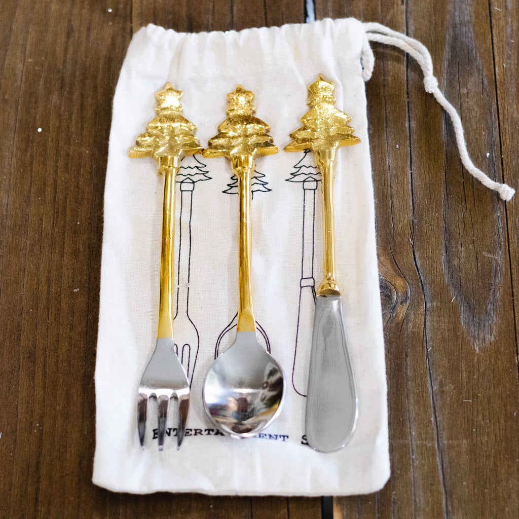 Set of Three Stainless Steel Entertainment Appetizer Utensils