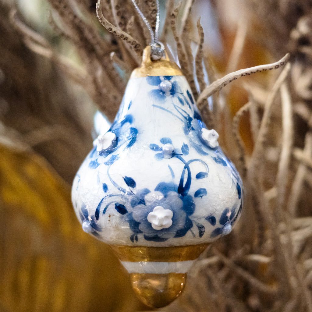 Capiz Floral Drop Finial with Gold Ornament