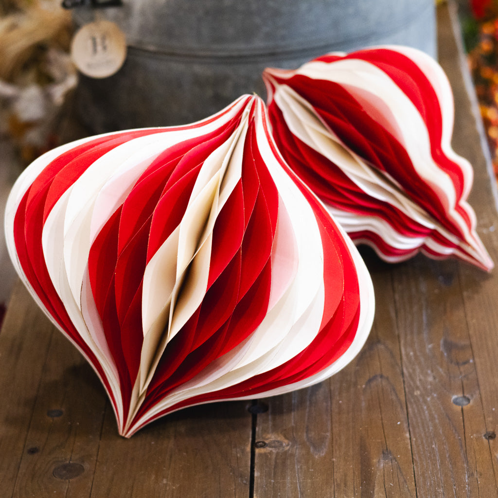 Paper Folding  White Red Honeycomb Large