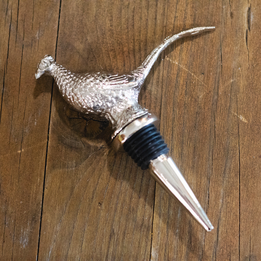 Pheasant Aluminum Bottle Stopper Nickel Finish