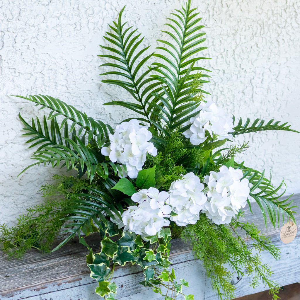 White Hydrangea Mix Elongated Drop In
