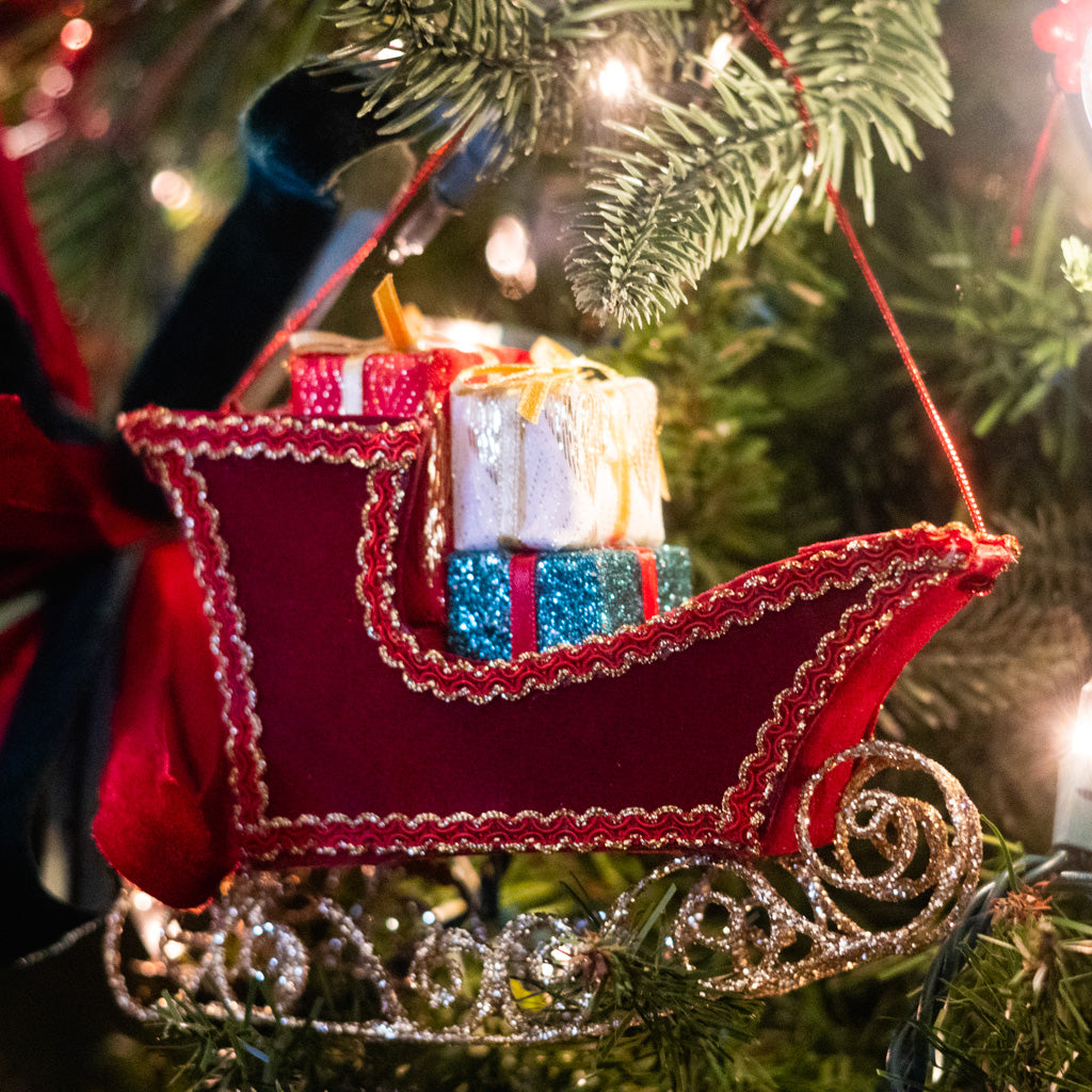 Velvet Sleigh with Packages Ornament