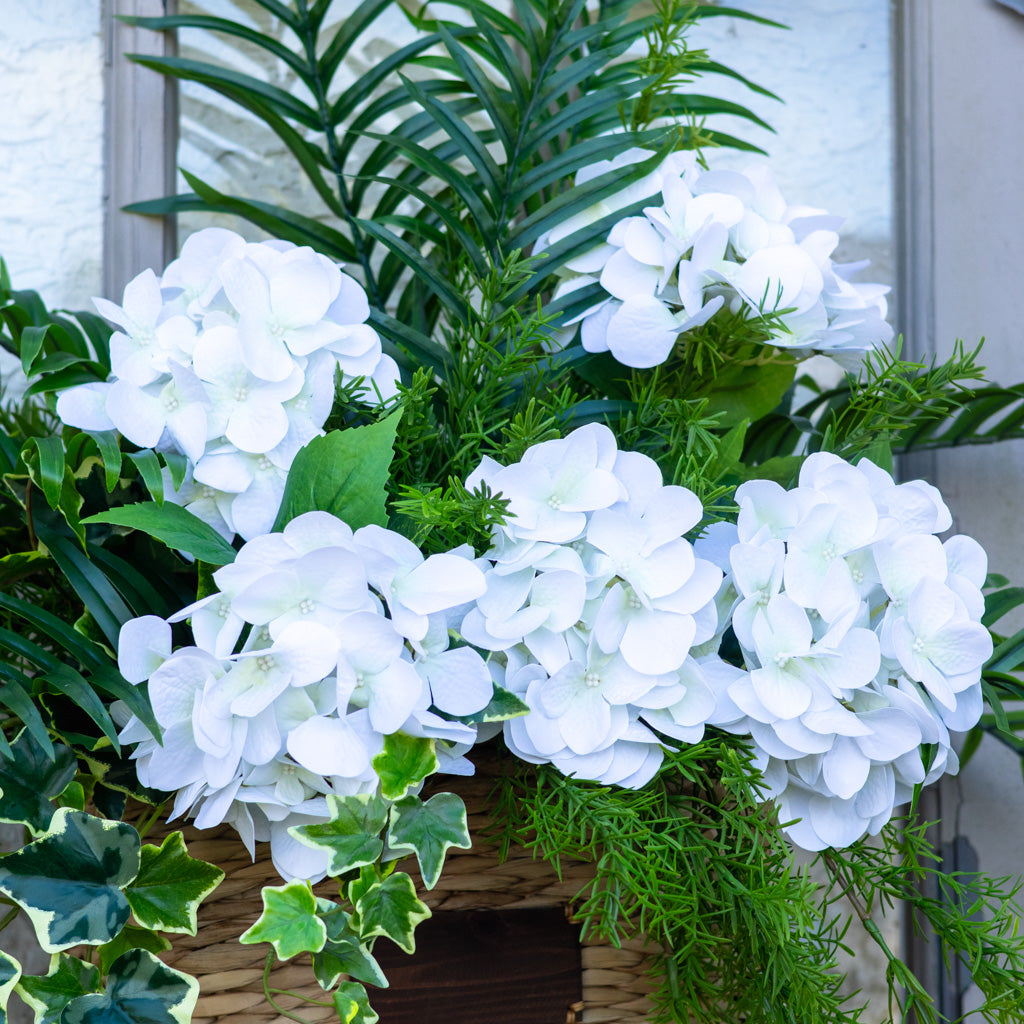 White Hydrangea Mix Elongated Drop In