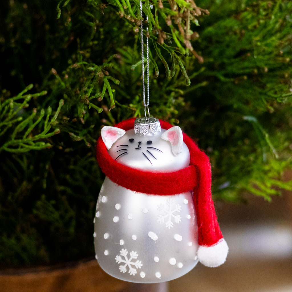 Glass Polyester Cat Ornament