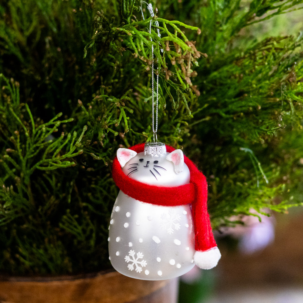 Glass Polyester Cat Ornament