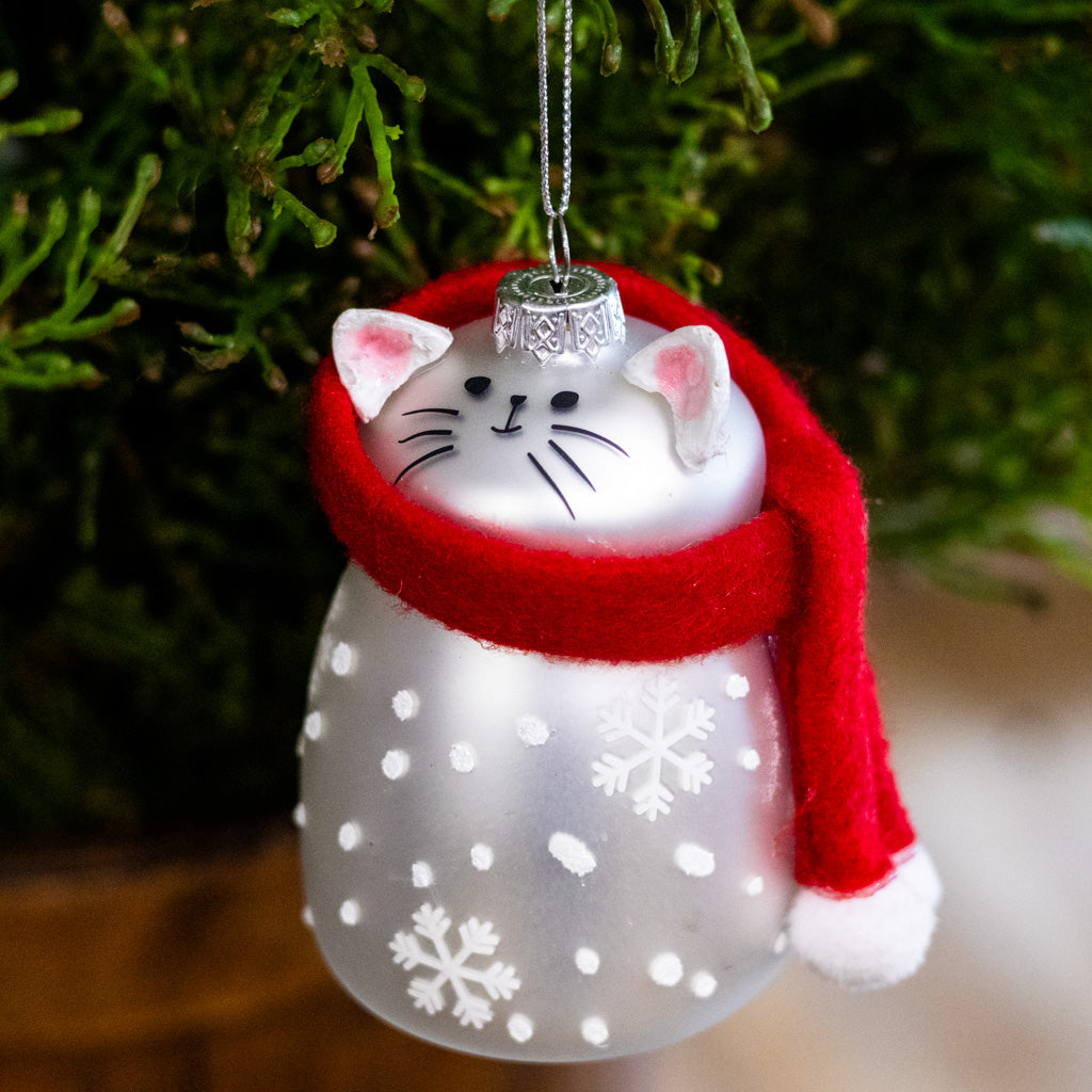 Glass Polyester Cat Ornament
