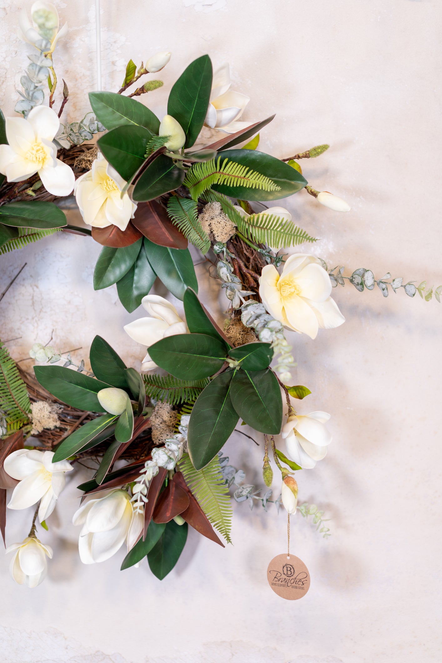 White Saucer Magnolia Wreath