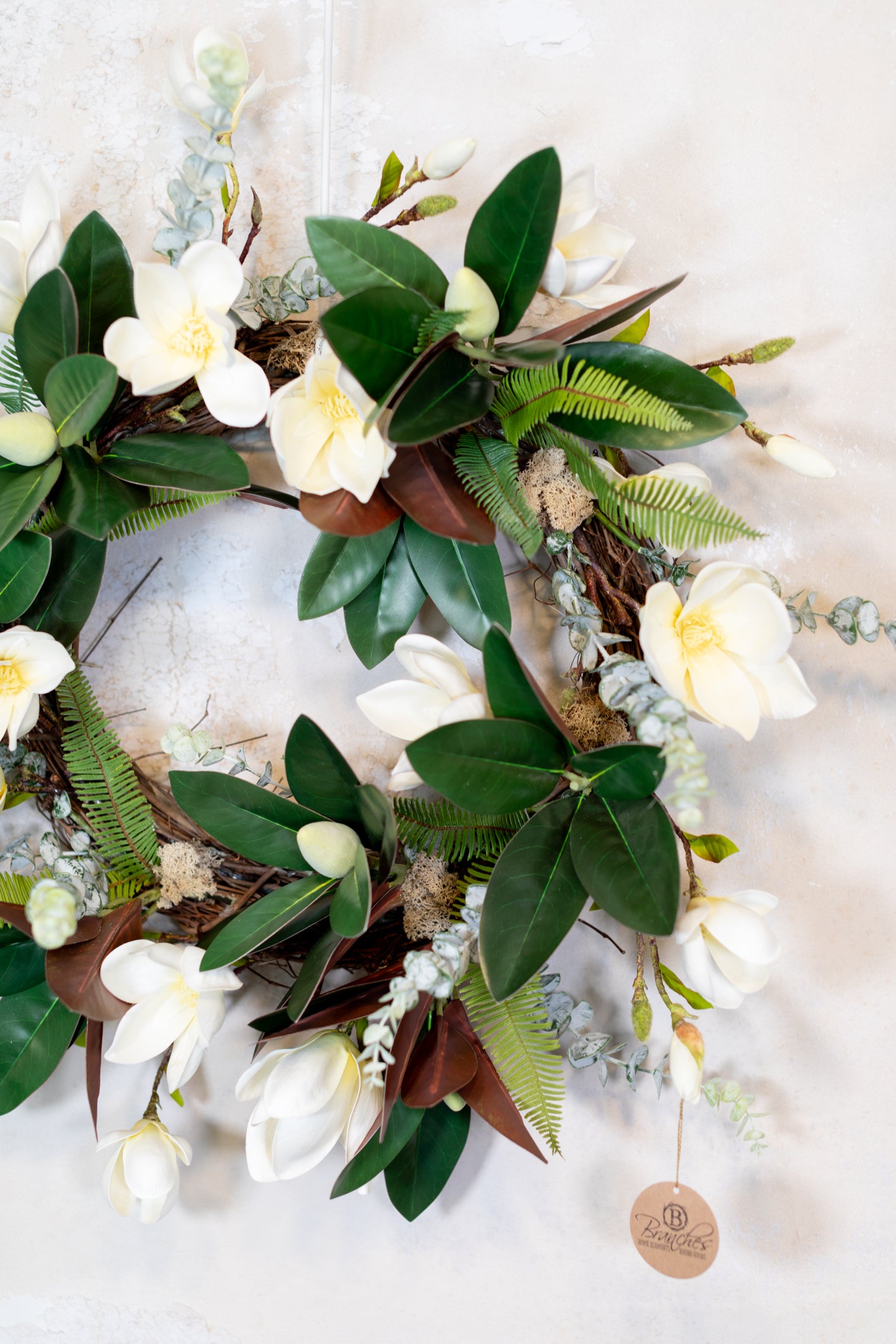 White Saucer Magnolia Wreath