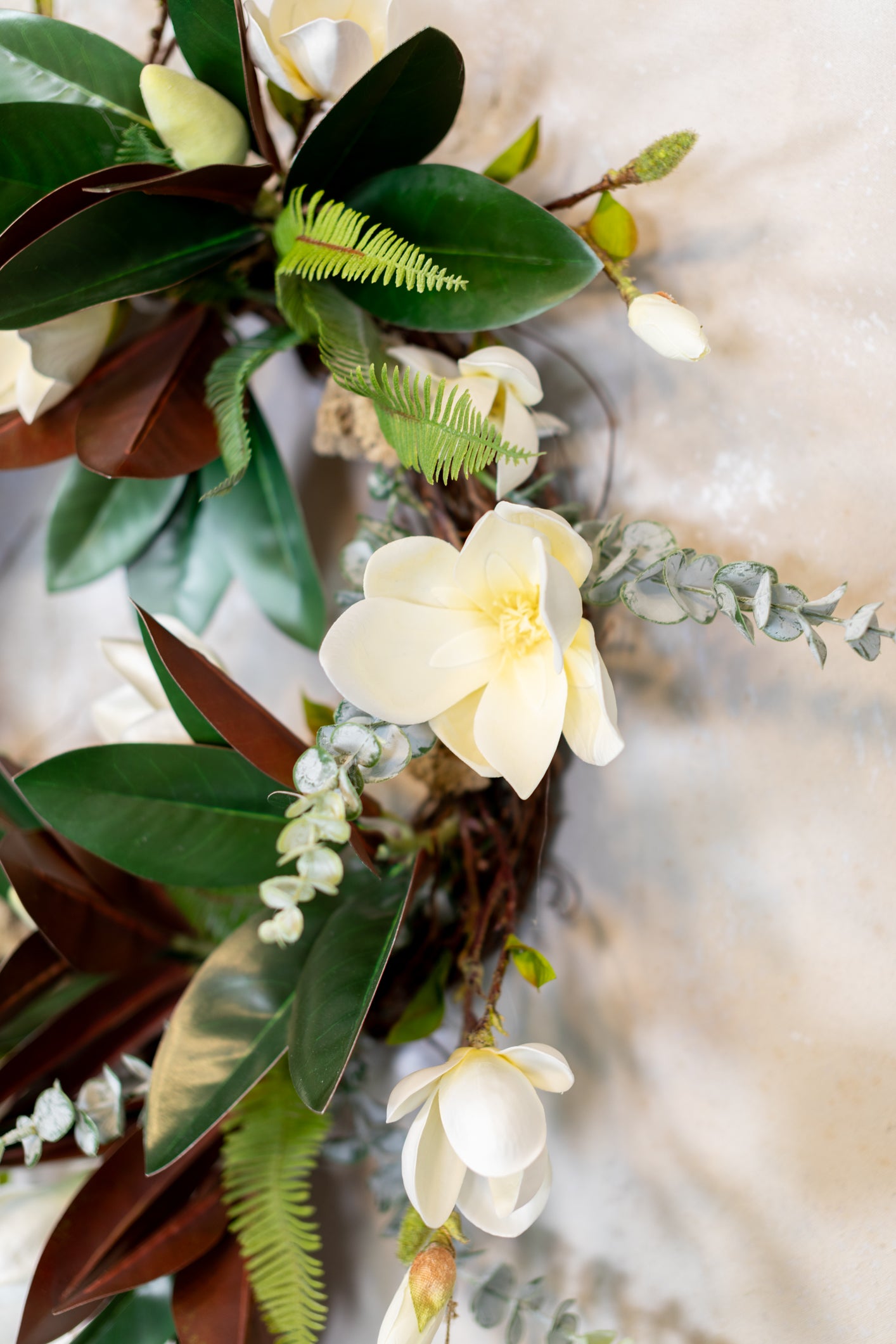 White Saucer Magnolia Wreath