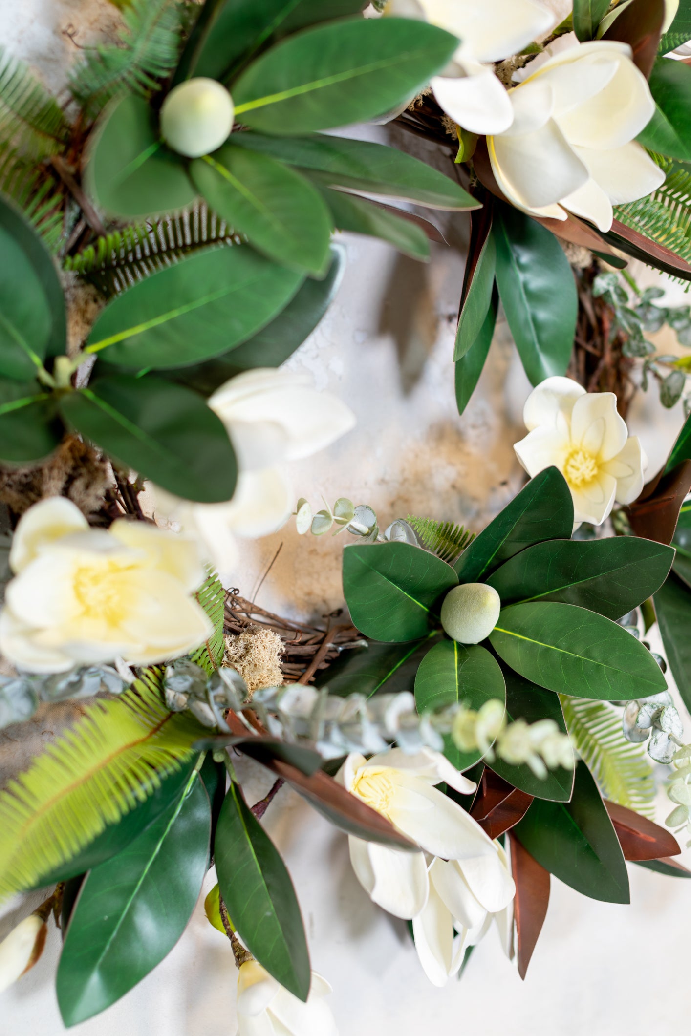 White Saucer Magnolia Wreath