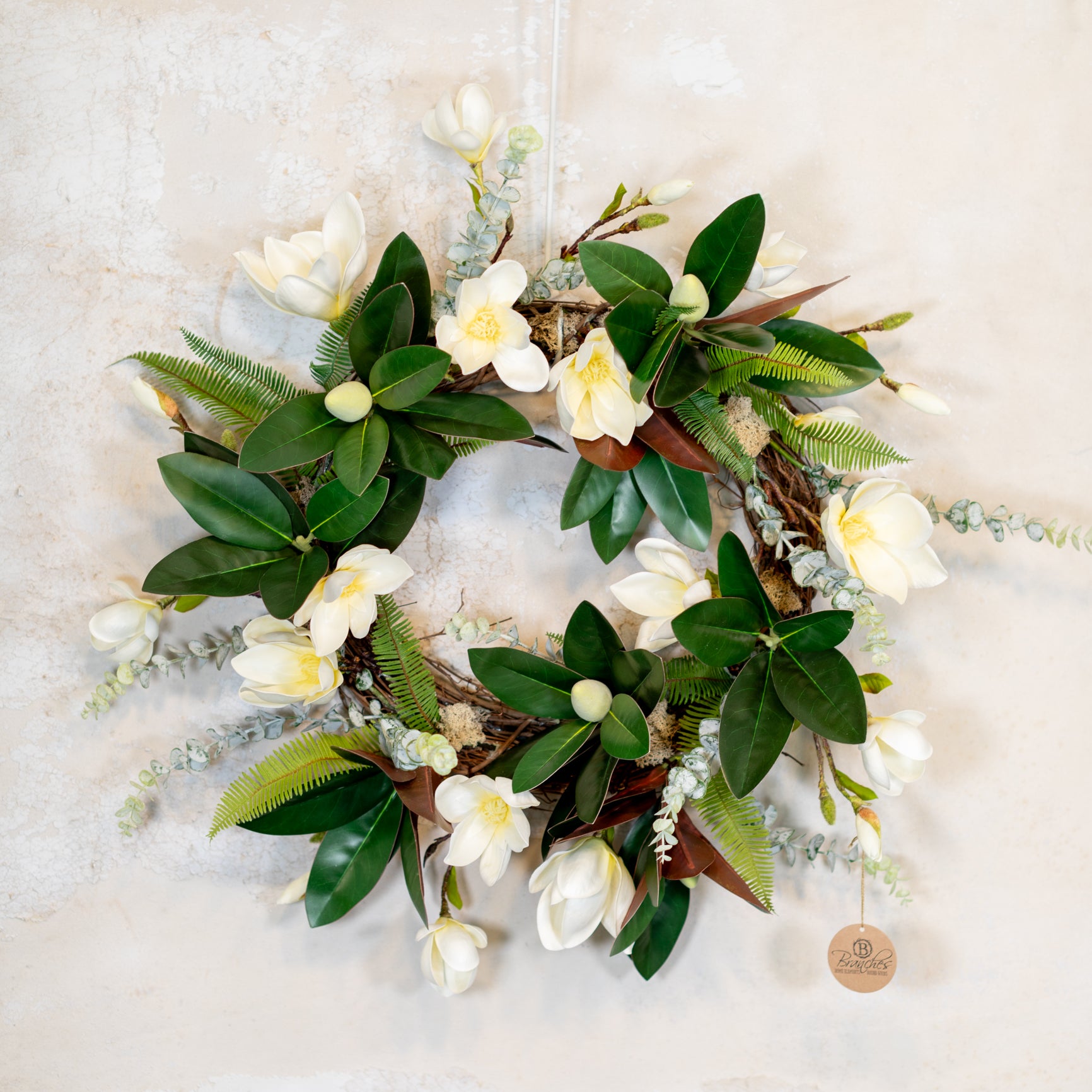 White Saucer Magnolia Wreath