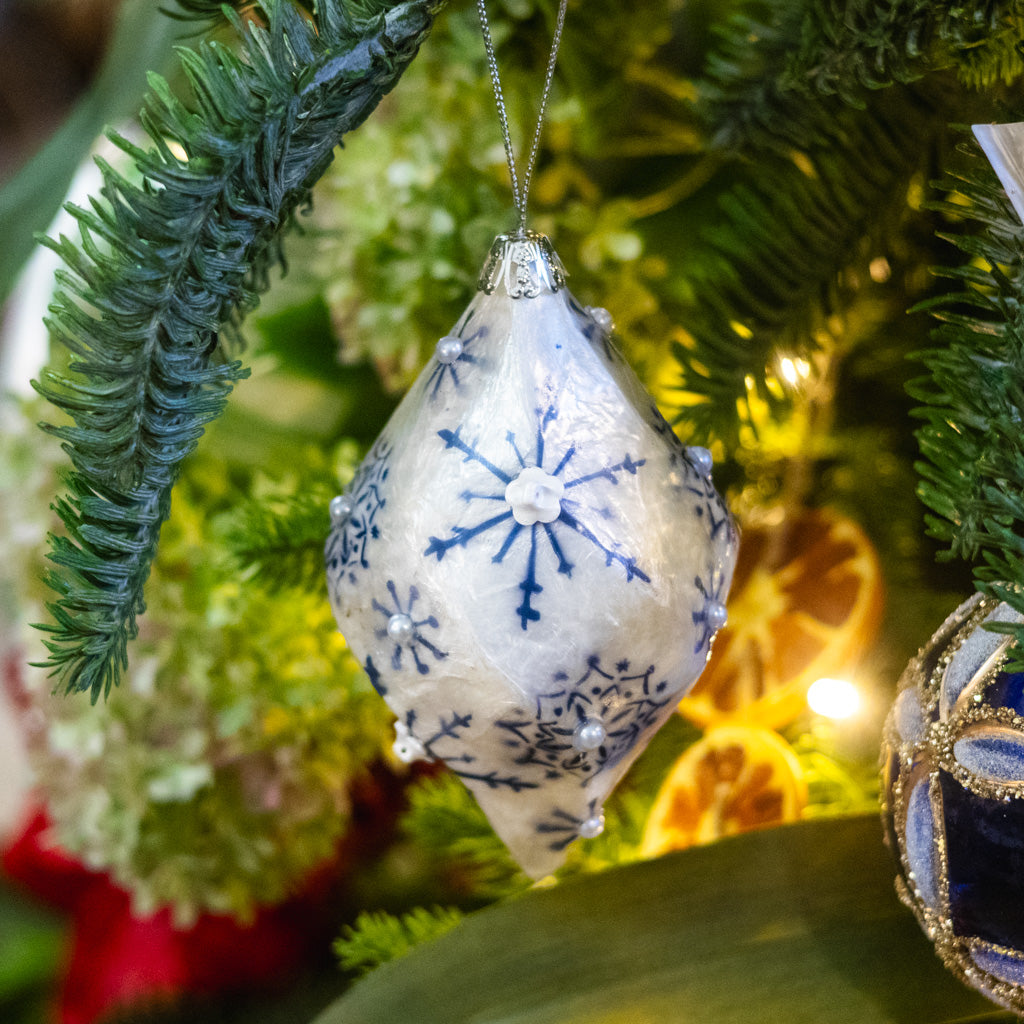 Capiz Snowflake Drop Finial Ornament