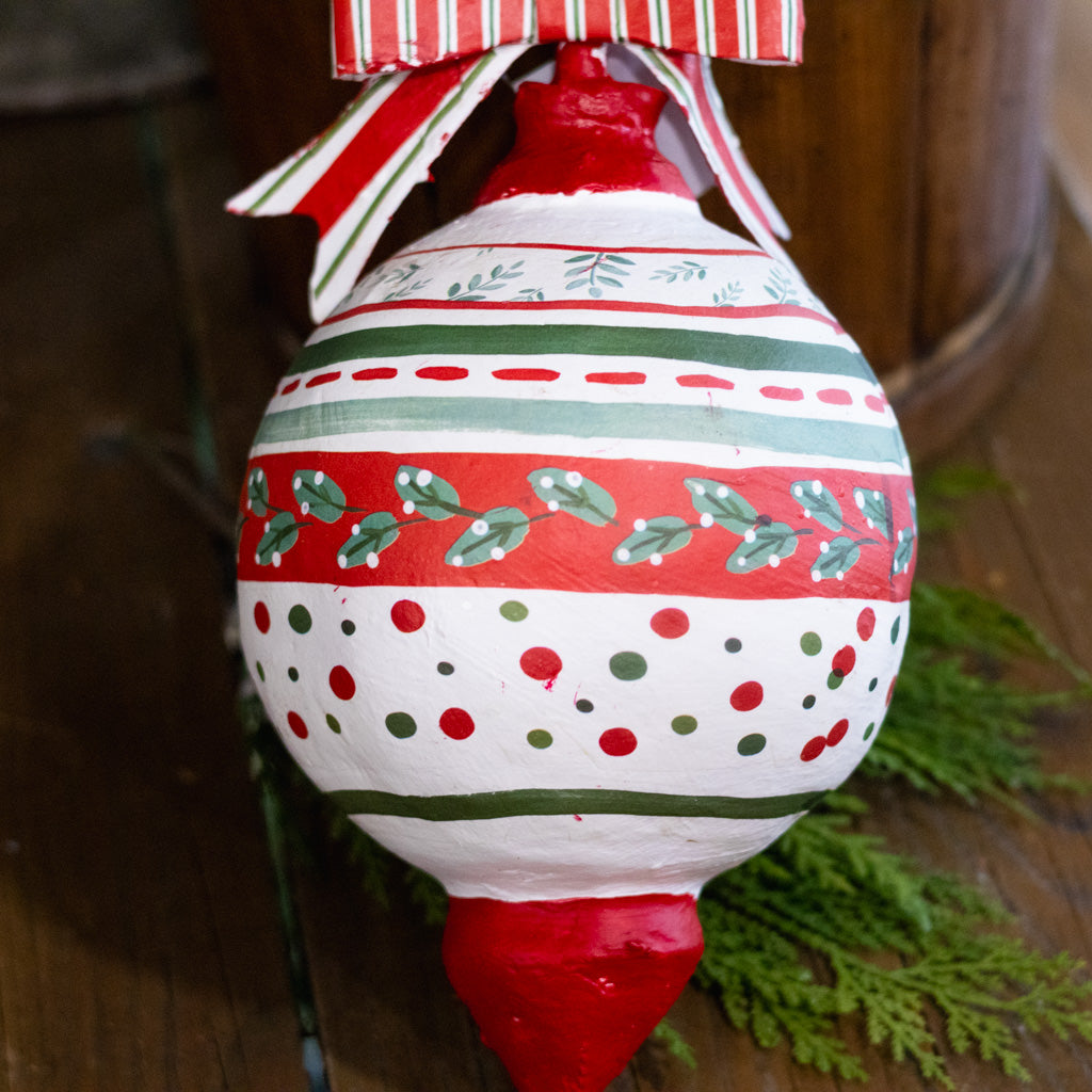 Pattern Dots Paper Mache Ornament