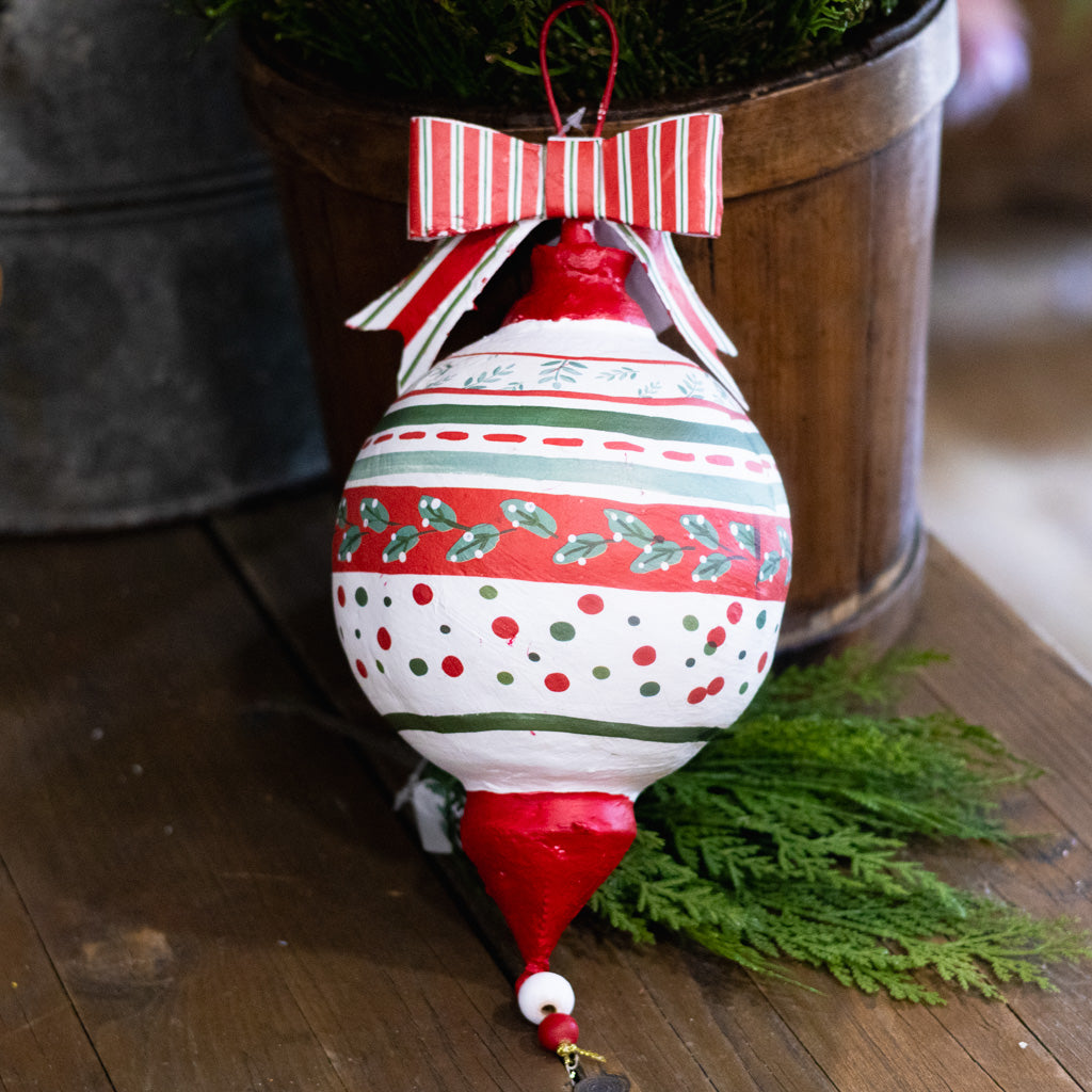 Pattern Dots Paper Mache Ornament