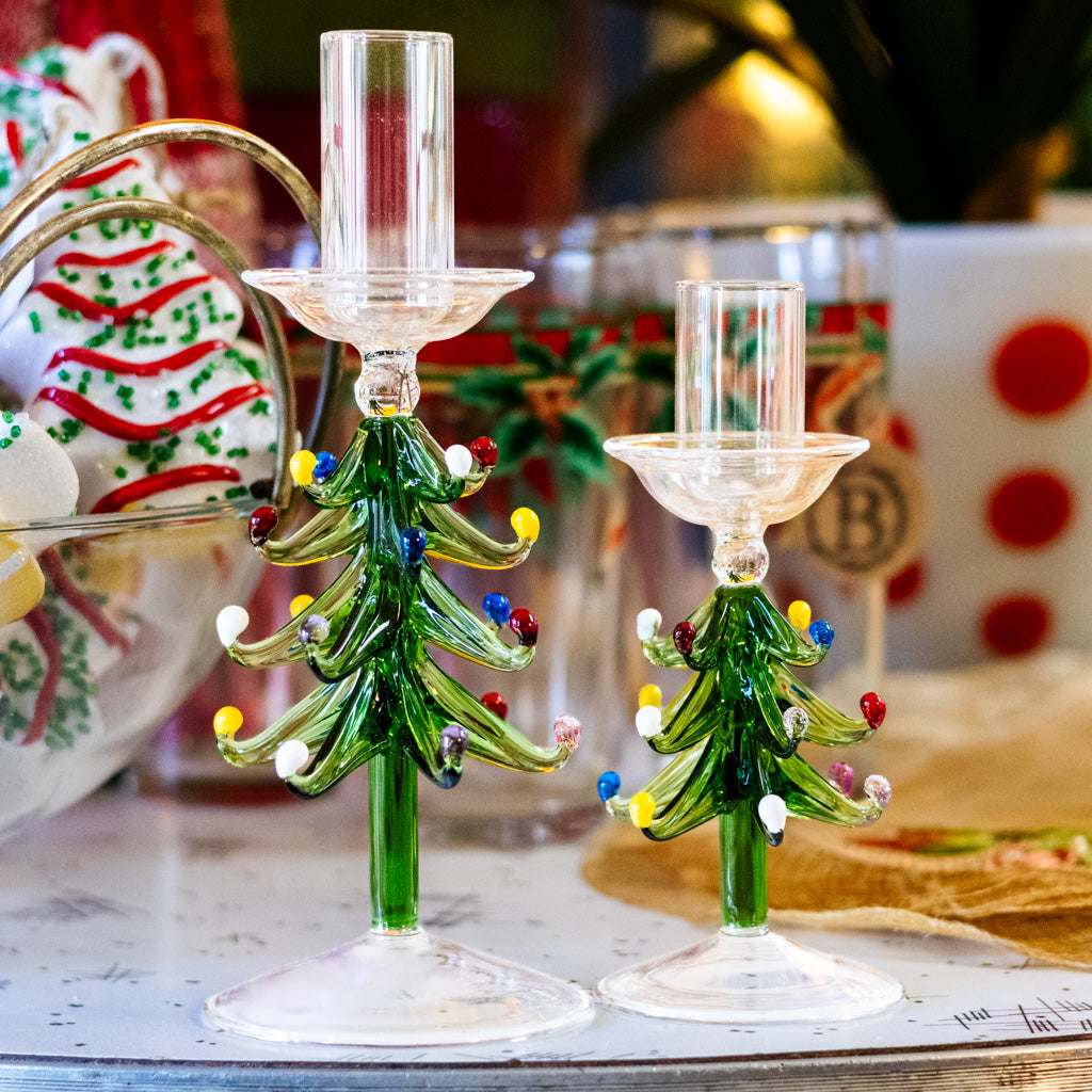 Tall Tree Glass Candle Holder