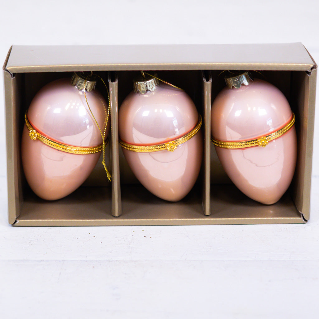 Glass Faberge Egg Ornament Box of Three