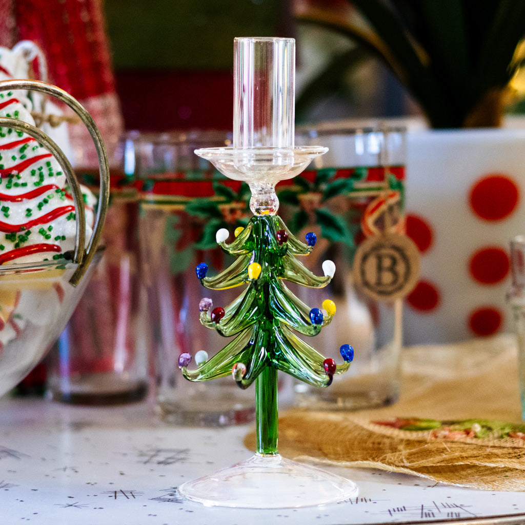 Tall Tree Glass Candle Holder