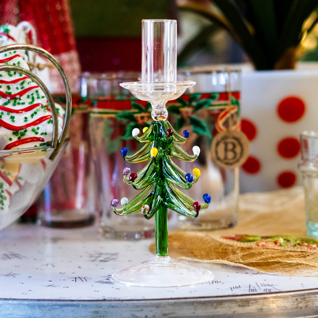 Tall Tree Glass Candle Holder